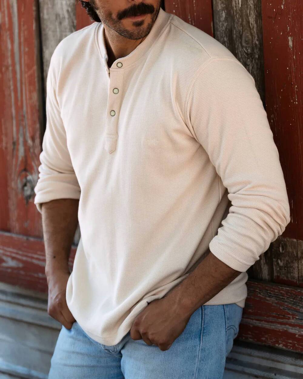 NEW TEXAS STANDARD standard waffle henley top in rawhide